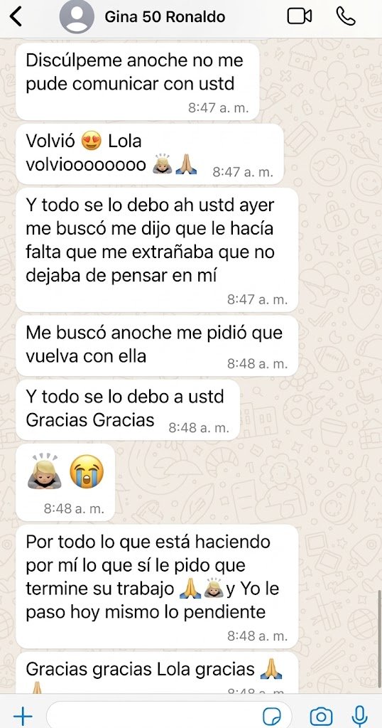 Mensaje de clienta: volvió, me buscó y me pidió que vuelva con él