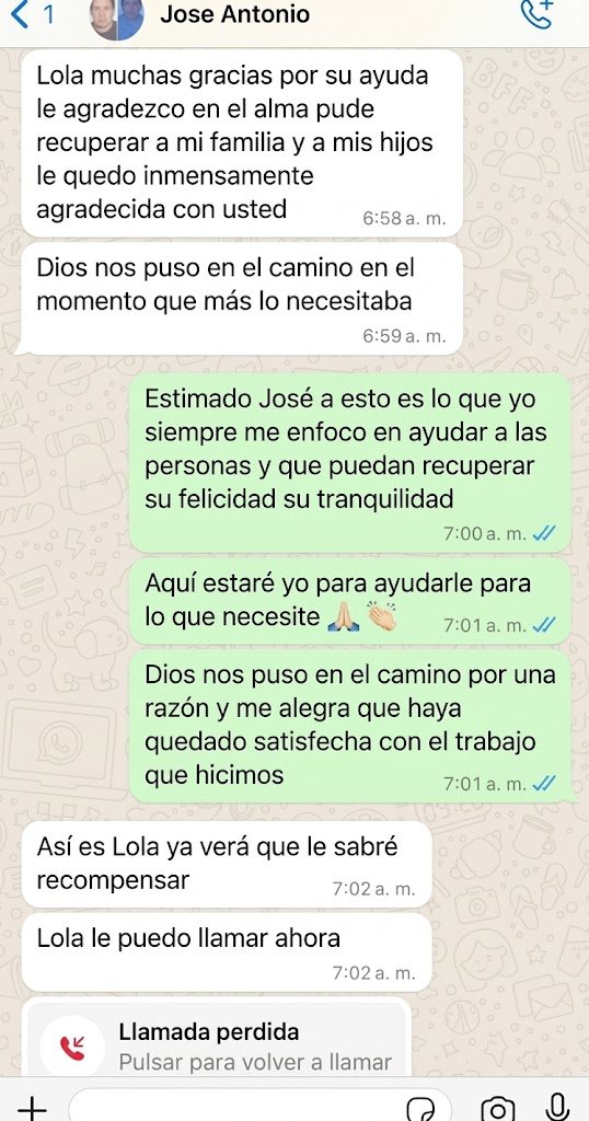 Mensaje de cliente: pude recuperar a mi familia y a mis hijos